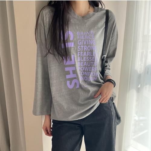  Forever Kids 正韓 跳色字母寬鬆休閒九分褲 棉T上衣【A60336】韓國代購