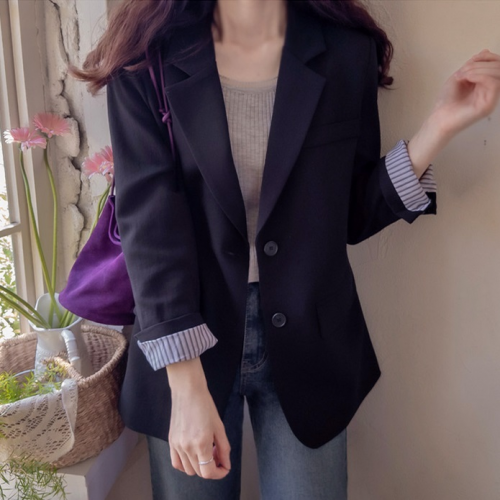  Forever Kids 正韓  質感長版內裡條紋 西裝外套【A60356】