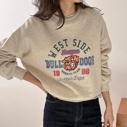  Forever Kids 正韓 休閒印花螺紋下擺 上衣T【V63385】】韓國代購