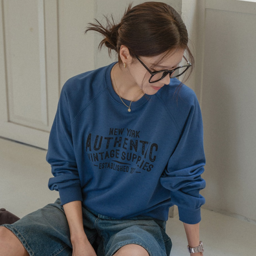  Forever Kids 正韓  復古印花插肩袖棉T衛衣上衣【A621282】