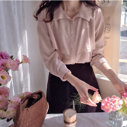  Forever Kids 正韓 柔軟的絲綢質感垂墜襯衫【B621320】韓國代購