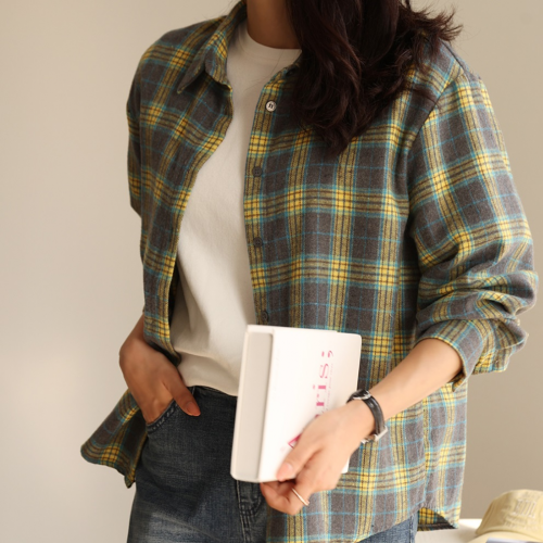  Forever Kids  正韓  柔軟磨毛 彩色格紋襯衫外套【A621336】