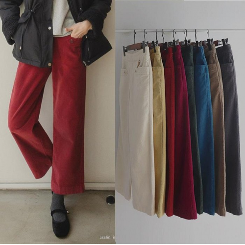  Forever Kids 正韓 8色可選半寬直筒燈芯絨褲保暖 口袋寬褲【Y22339】韓國代購