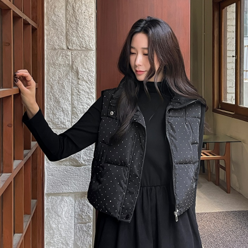  Forever Kids  正韓   點點立領拉鍊背心外套【B621393】