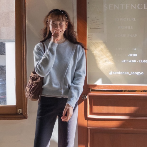  Forever Kids  正韓   蓬鬆斜扣針織衫【R621412】