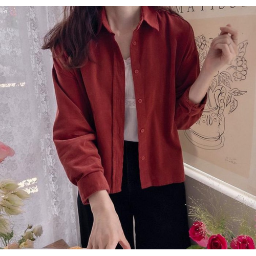  Forever Kids  正韓   溫暖三色素面燈芯絨襯衫上衣【R621418】