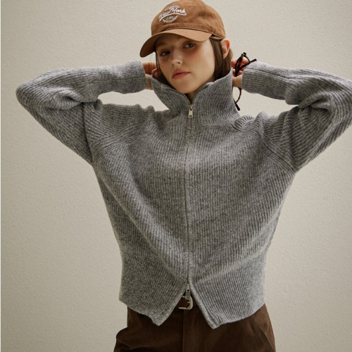 Forever Kids 正韓   柔軟雙拉鍊針織衫外套 S~L號【A62268】