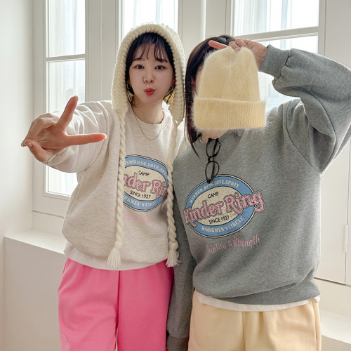 正韓  可愛裂紋刷毛衛衣T上衣【C62207】