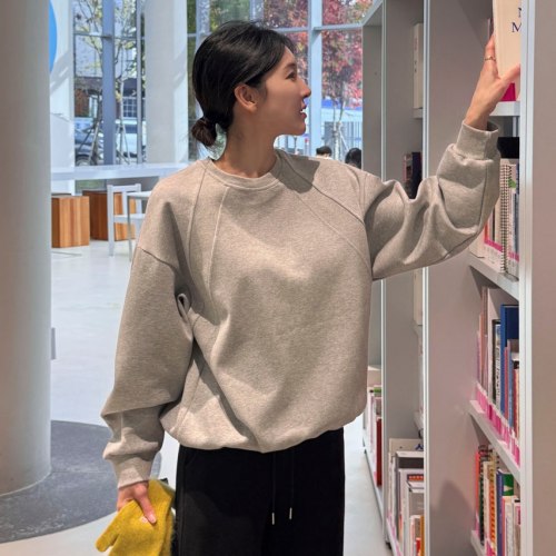 正韓 斜裁線條細節純棉寬鬆T 上衣【OP62336】韓國代購