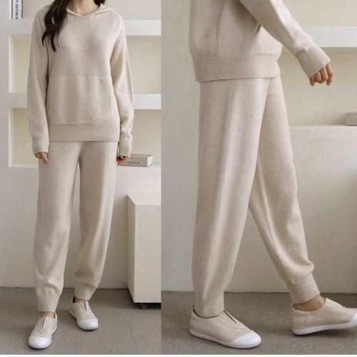 正韓 質感鬆緊腰一體成型無縫羊毛針織褲 【kD6234023】韓國代購