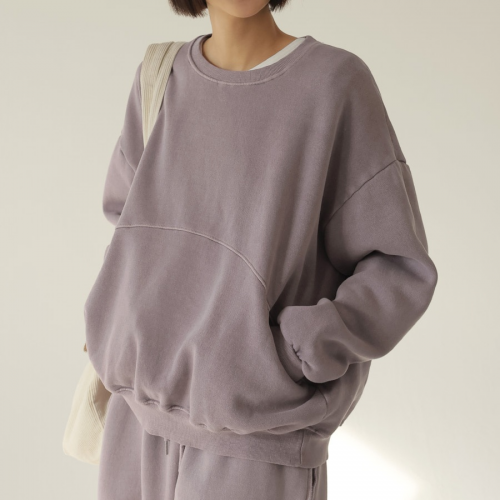 正韓 好看有口袋刷毛內裡 寬鬆T上衣【T72321】韓國代購