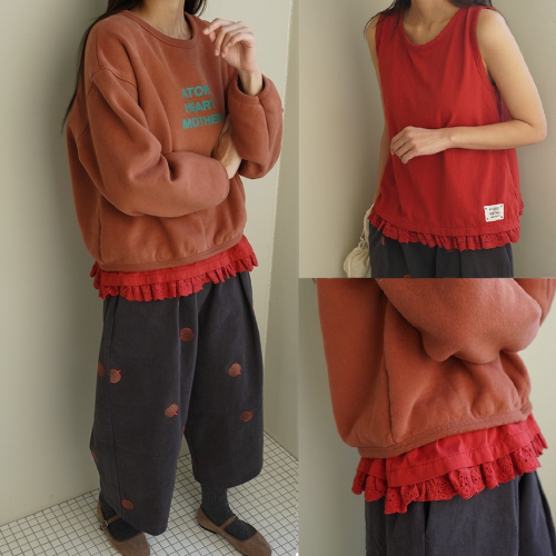 正韓 蕾絲下擺棉長版 背心內搭【C72392】韓國代購