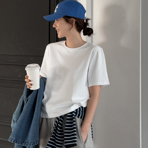 正韓 推薦~春款百搭純棉純色 短袖T上衣【C73356】韓國代購