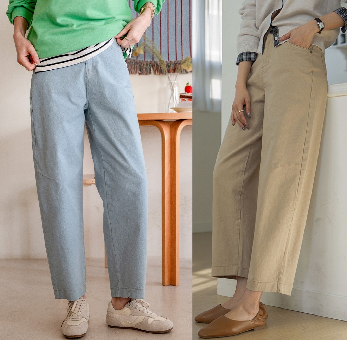 正韓 韓國熱銷!內鬆緊腰 水洗4色彈性曲線哈倫褲【D74352】韓國代購