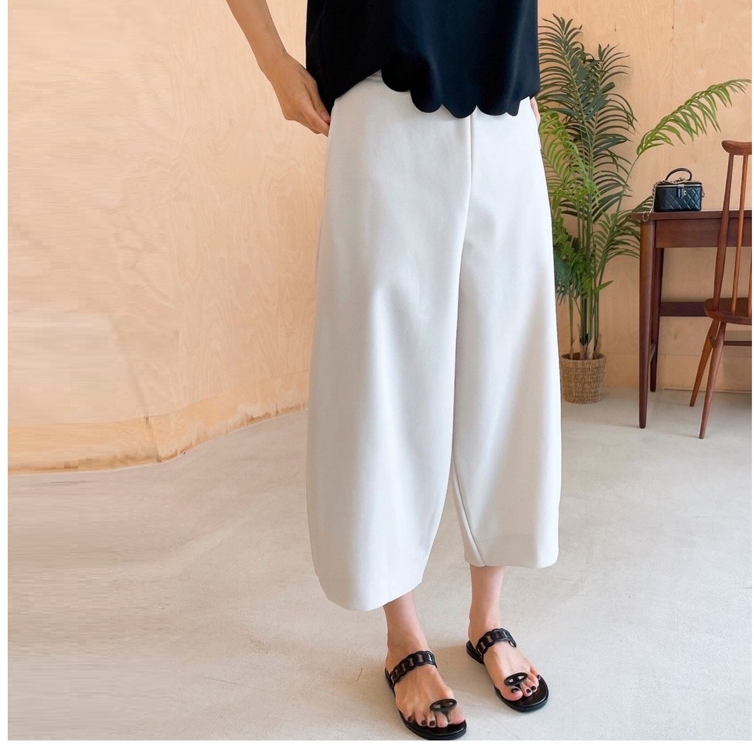  正韓 休閒有型 鬆緊寬腰褲頭 九分褲寬鬆寬褲【C74428】韓國代購