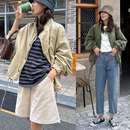 正韓 推薦!經典好看版型率性落肩 下抽繩外套【E74502】韓國代購