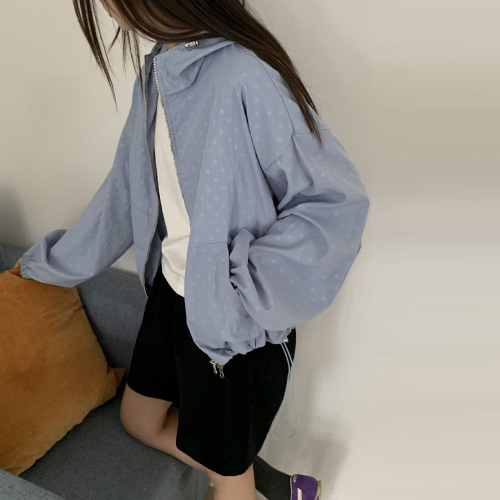 正韓 圓點點連帽拉鍊夾克外套【E74503】韓國代購