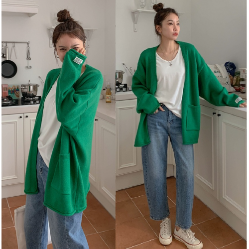 正韓  春款柔和V領天絲針織上衣【V74242】韓國代購