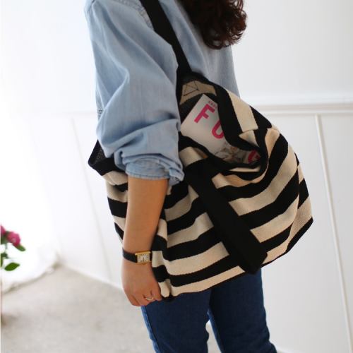 正韓  大容量條紋包包【B74249】