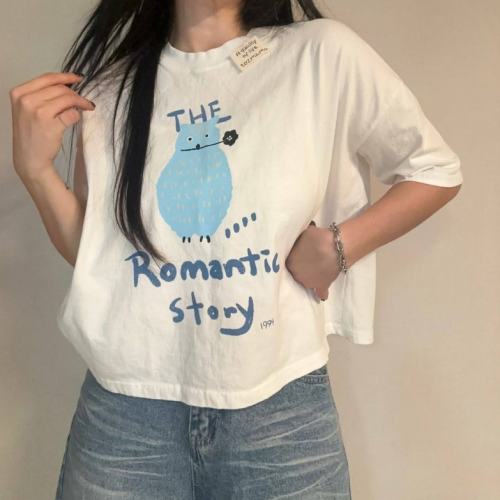 正韓 可愛貓頭鷹短T上衣【E74285】韓國代購