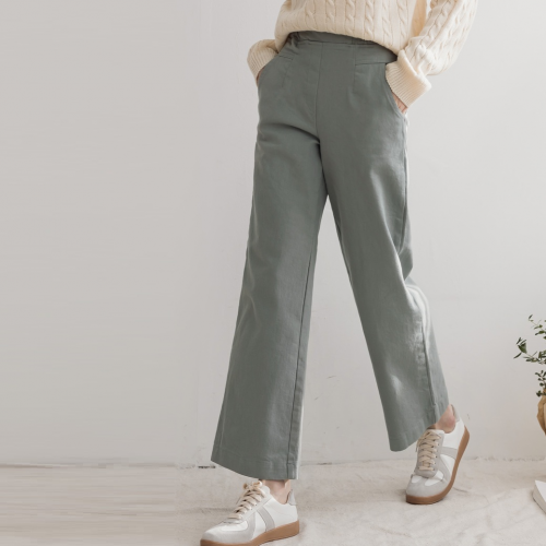 Forever Kids 正韓 好穿修飾 鬆緊腰口袋線條半寬直筒褲【T54331】韓國代購