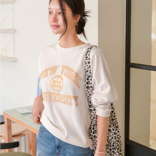 正韓  金色印花棉T上衣【B74356】