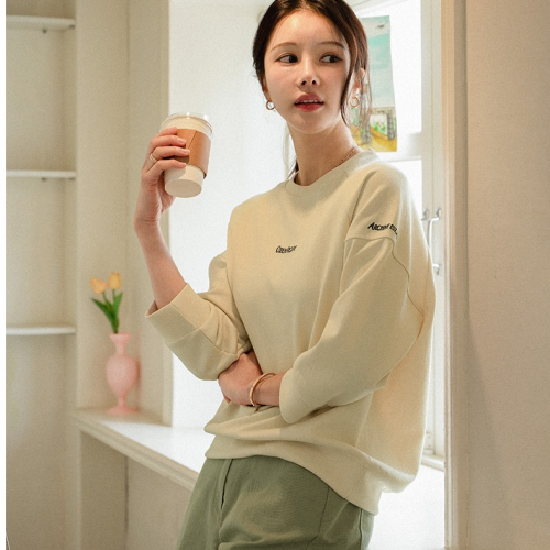 正韓 簡約刺繡字母點綴 插肩舒適挺感T上衣【C74429】韓國代購