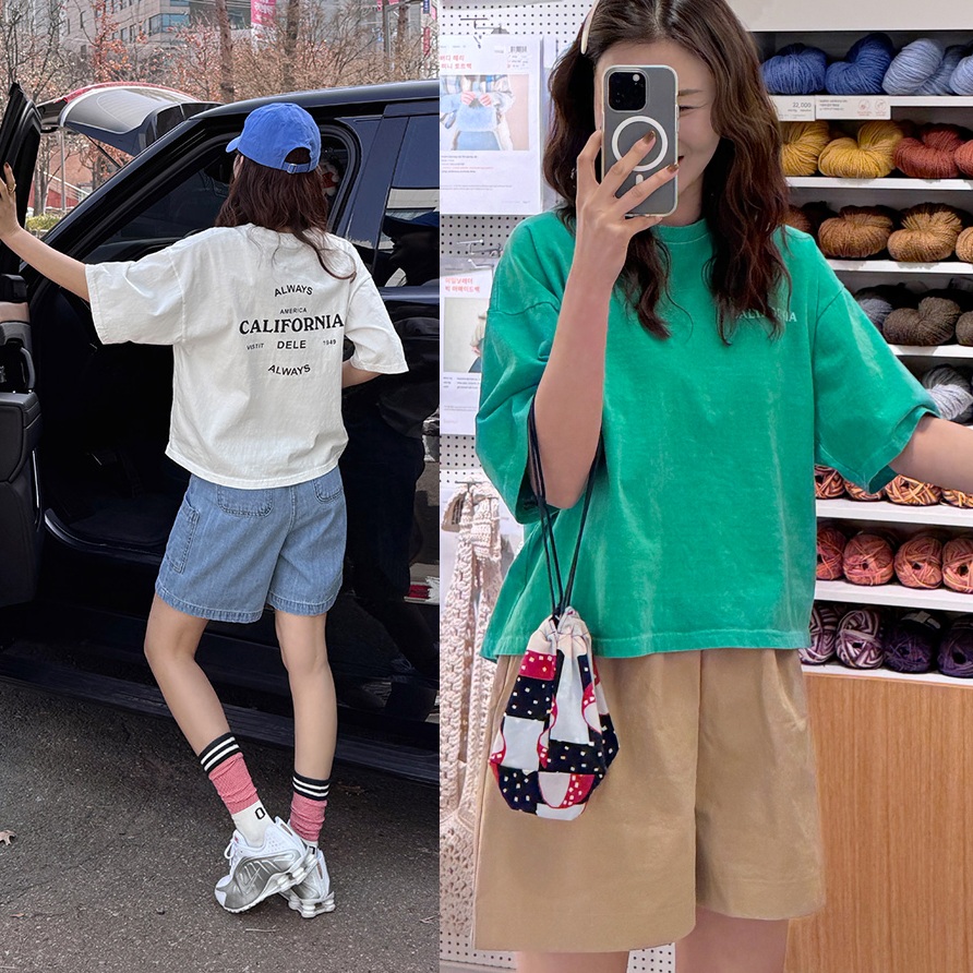 正韓 寬鬆休閒復古水洗棉T上衣【Y6521９】