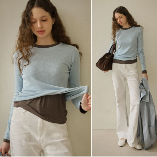 正韓 8色基本好搭莫代爾柔軟彈性螺紋T上衣【A75205】