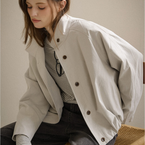 正韓 下縮立領插肩寬鬆夾克外套【A75206】