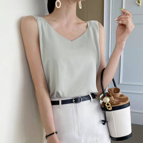 正韓 內搭雪紡寬肩背心微傘版上衣【A75326】韓國代購