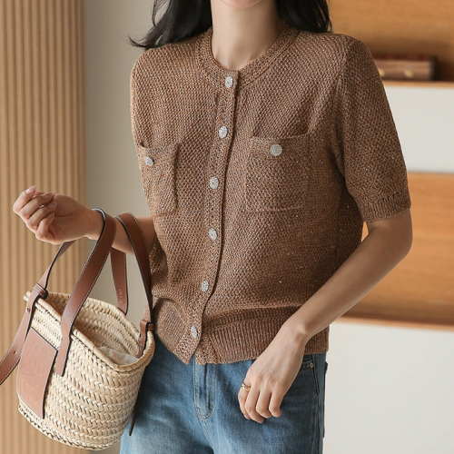 正韓  光澤斜紋開襟外套【A75339】