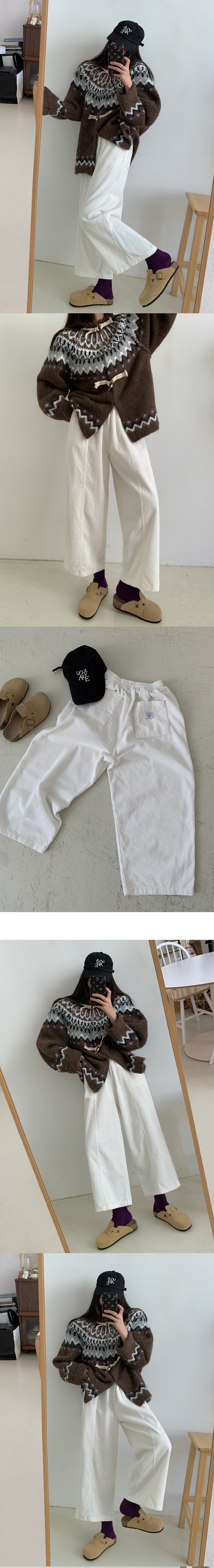 正韓 溫暖舒適燈芯絨 三色鬆緊腰 寬褲 九分褲【A622209】韓國代購