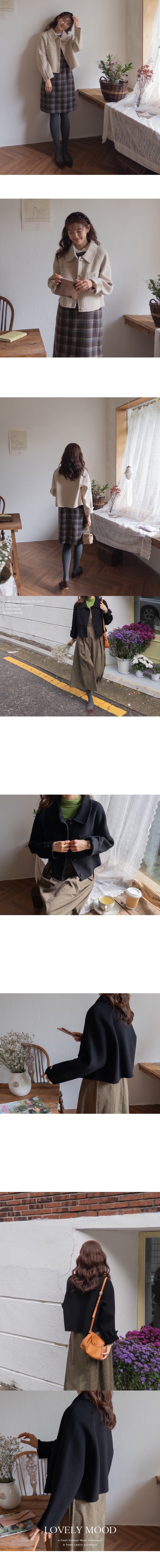 正韓 90%羊毛優雅圓扣質感 半短手工羊毛外套【DF62201】韓國代購