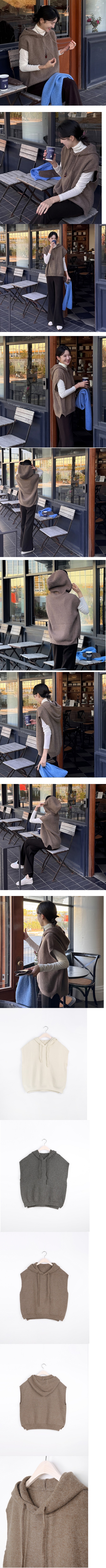 正韓 寬鬆連帽針織背心【H622363】