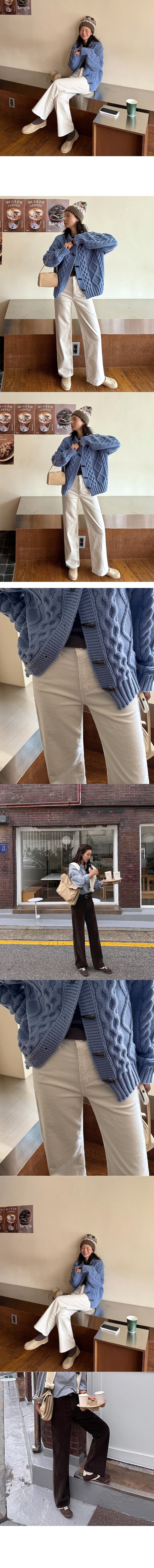  正韓  修長顯顯瘦 腰鬆緊燈芯絨直筒褲 S-L 【T622378】 