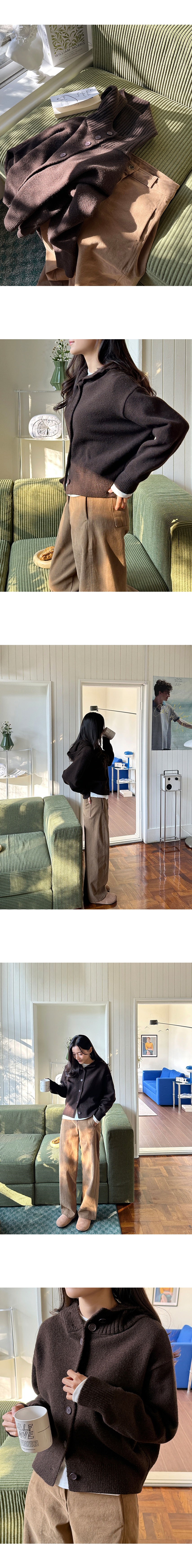 正韓 高領連帽開扣針織外套【CS22326】韓國代購