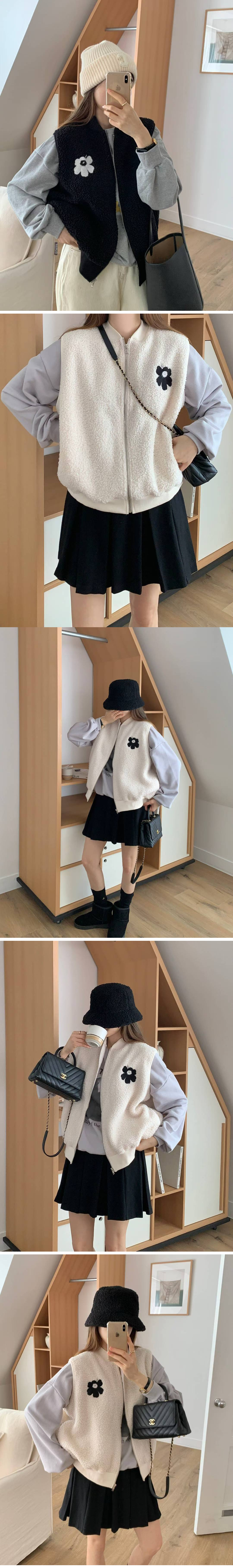 Forever Kids 正韓 可愛毛絨小花 背心拉鍊【A23341】韓國代購