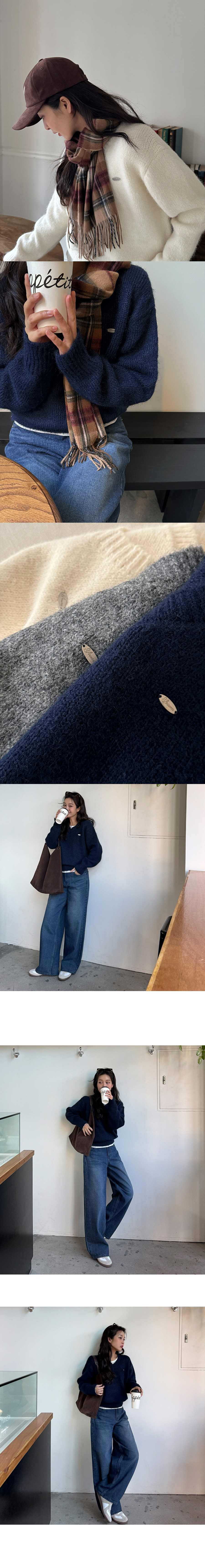  正韓 輕盈V領小吊墜針織上衣【B23349】韓國代購