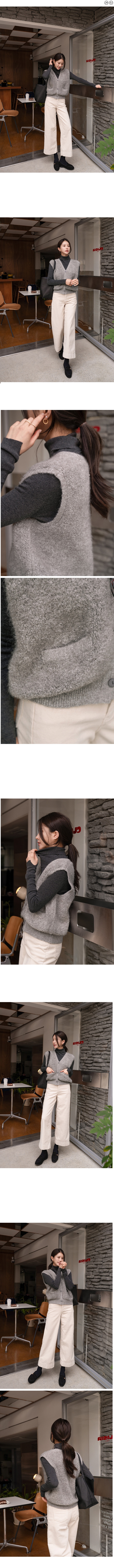 正韓 一套!圈紗柔軟V領背心+高領針織上衣套裝【D023352】韓國代購