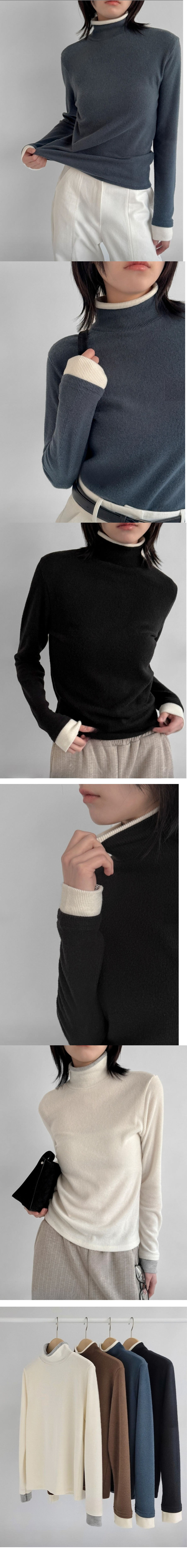  正韓 推薦~配色立領彈性T 上衣【B23412】韓國代購