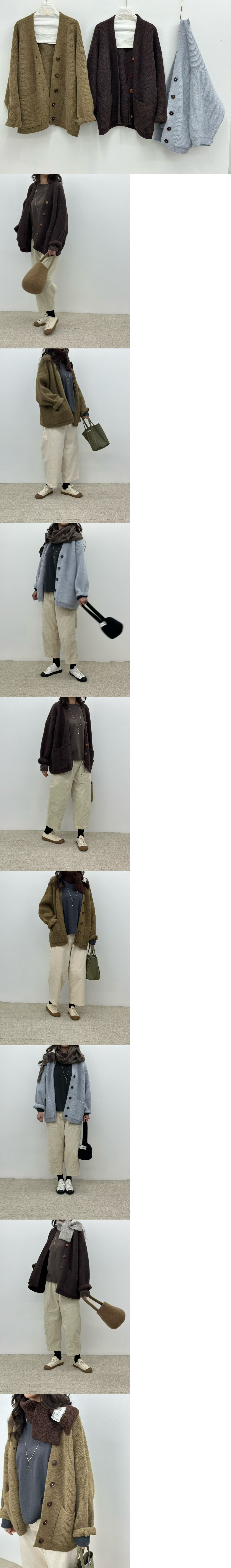 正韓 厚實排扣口袋長版 針織開襟外套【A72235】】韓國代購