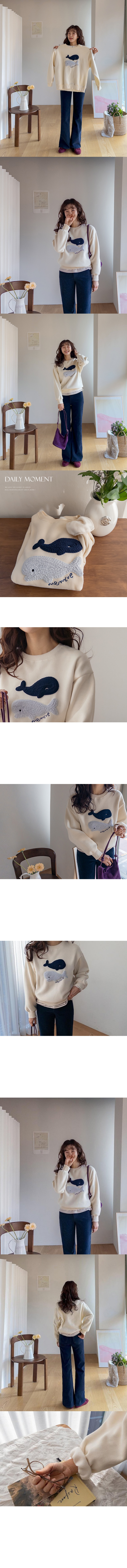 正韓 可愛立體鯨魚刺繡衛衣 內刷毛上衣T【V72241】韓國代購