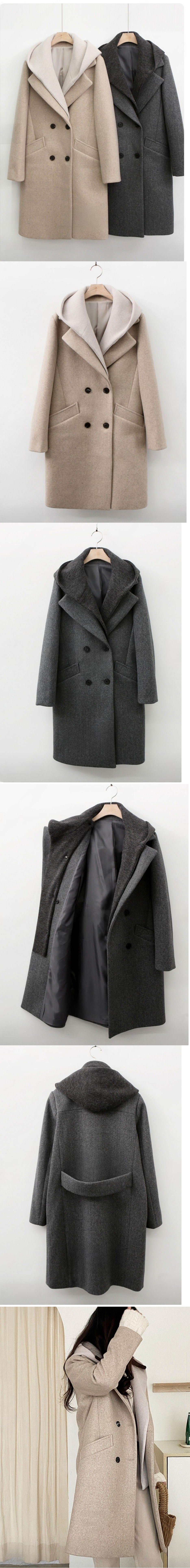 正韓 經典可拆連帽挺版 大衣外套長版【F72327】韓國代購