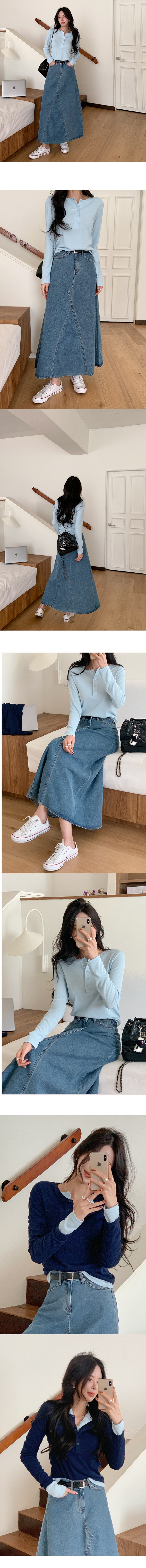 正韓 開扣螺紋針織亨利領T上衣【B74402】韓國代購