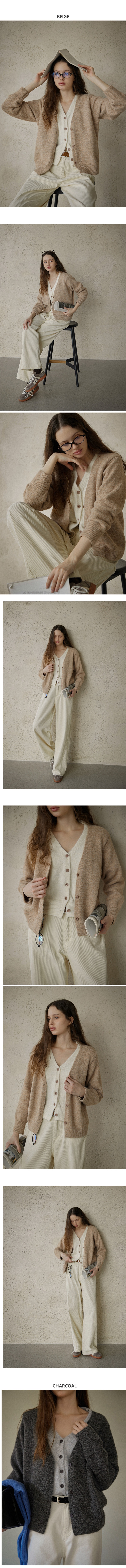 正韓 假兩件V領排釦針織外套【C74401】韓國代購