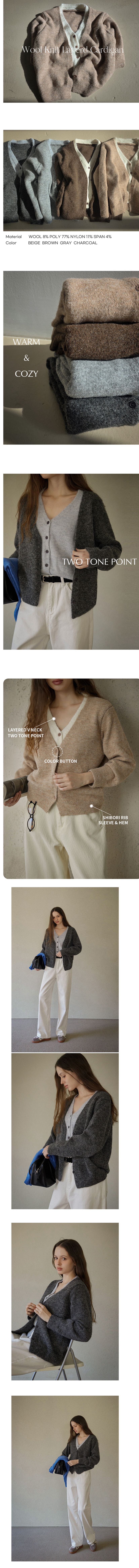 正韓 假兩件V領排釦針織外套【C74401】韓國代購
