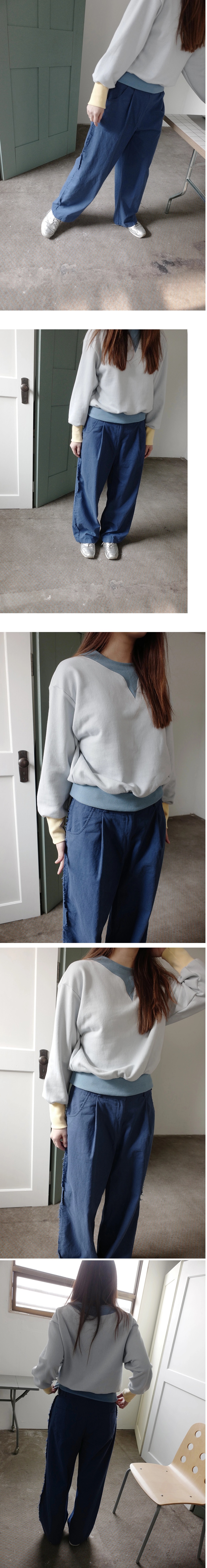   正韓 活潑配色 拚色縮下擺長袖棉T上衣【C74405】韓國代購