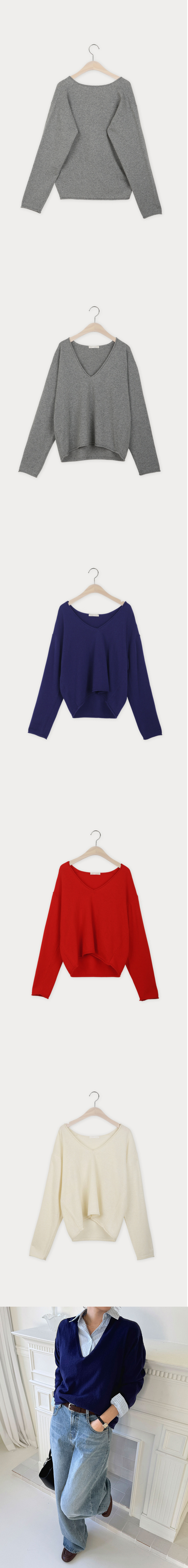  正韓 深V領針織衫素面純色【CE74406】韓國代購