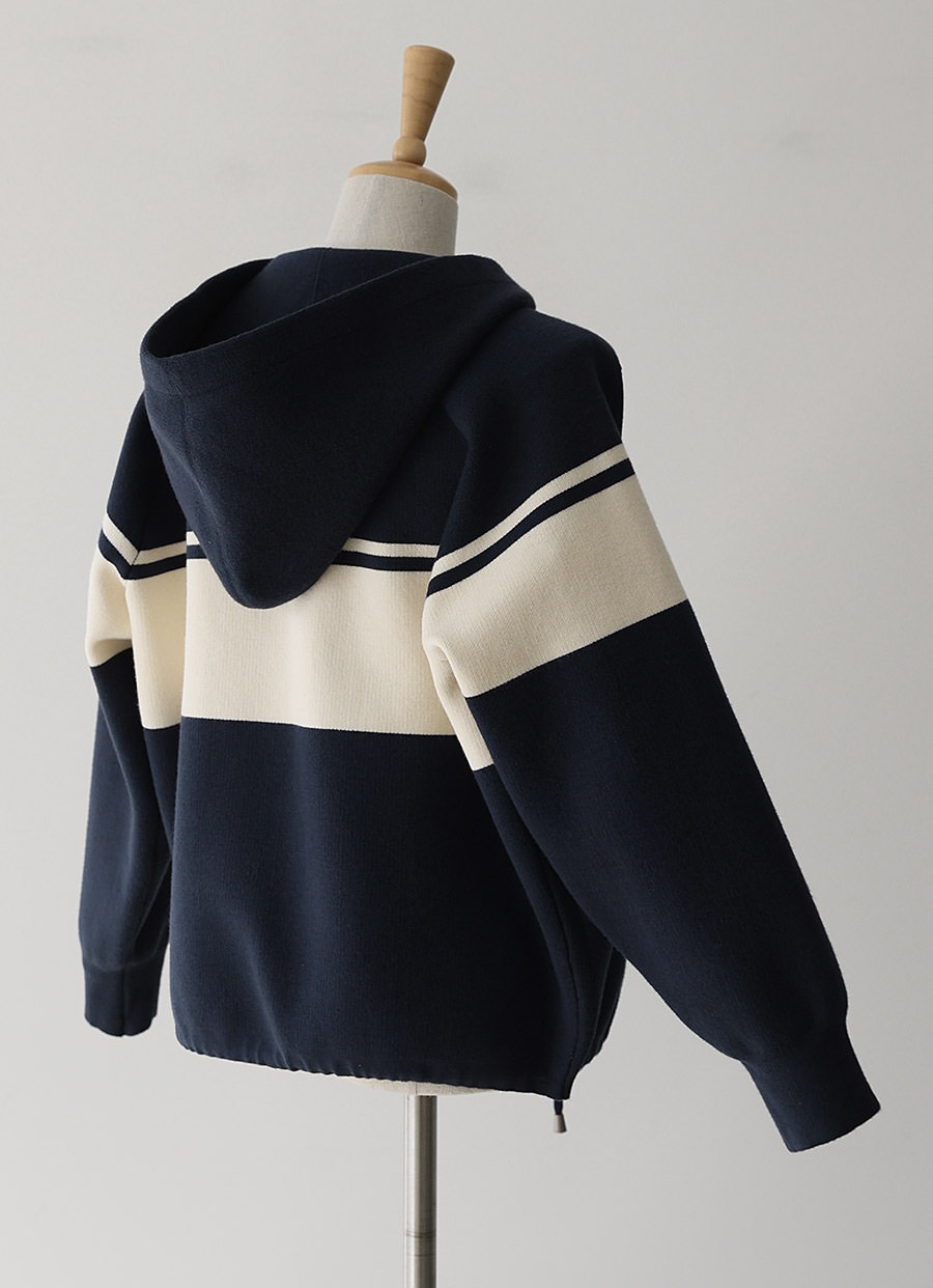 正韓 休閒好看 連帽配色率性針織外套【V63387】韓國代購